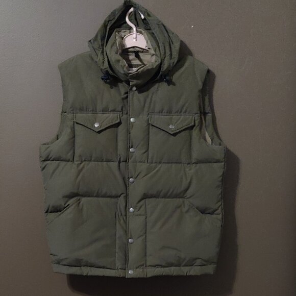 J. Crew Expedition Down Hooded Puffer Vest Green MEN'S LARGE - Picture 4 of 6